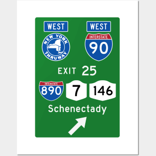 New York Thruway Westbound Exit 25: Schenectady I-890 NY Rte 7, 146 Posters and Art
